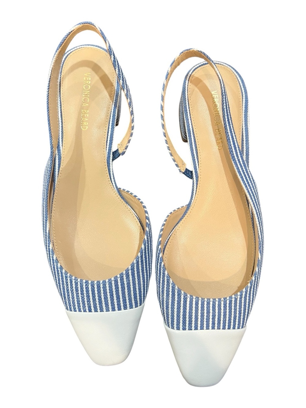 Veronica Beard Cecile Stripe Slingback Ballerina Pumps Blue White NWOT 6.5 - Picture 8 of 8